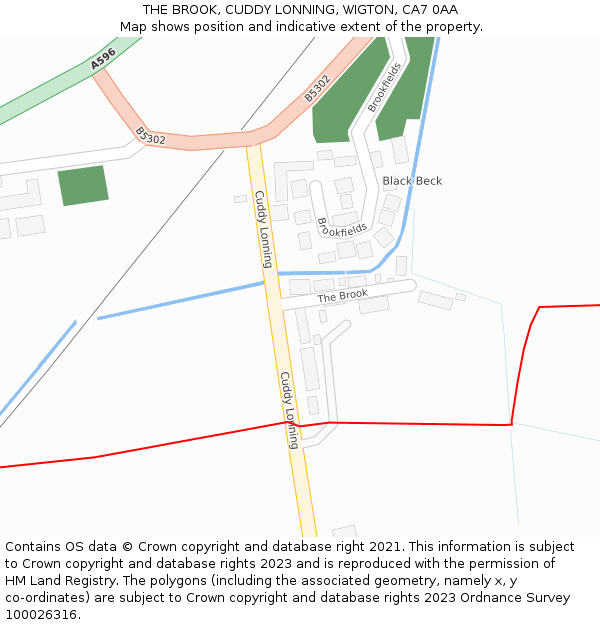 THE BROOK, CUDDY LONNING, WIGTON, CA7 0AA: Location map and indicative extent of plot