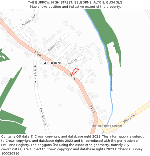 THE BURROW, HIGH STREET, SELBORNE, ALTON, GU34 3LG: Location map and indicative extent of plot