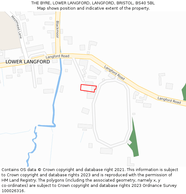 THE BYRE, LOWER LANGFORD, LANGFORD, BRISTOL, BS40 5BL: Location map and indicative extent of plot