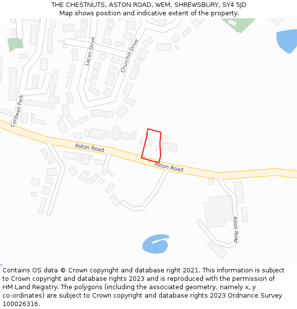 THE CHESTNUTS, ASTON ROAD, WEM, SHREWSBURY, SY4 5JD: Location map and indicative extent of plot