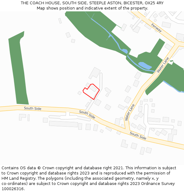 THE COACH HOUSE, SOUTH SIDE, STEEPLE ASTON, BICESTER, OX25 4RY: Location map and indicative extent of plot