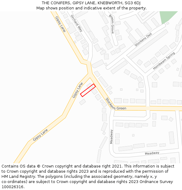 THE CONIFERS, GIPSY LANE, KNEBWORTH, SG3 6DJ: Location map and indicative extent of plot