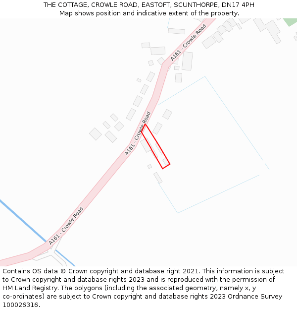 THE COTTAGE, CROWLE ROAD, EASTOFT, SCUNTHORPE, DN17 4PH: Location map and indicative extent of plot