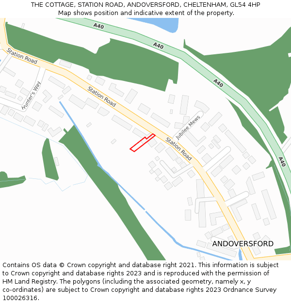 THE COTTAGE, STATION ROAD, ANDOVERSFORD, CHELTENHAM, GL54 4HP: Location map and indicative extent of plot