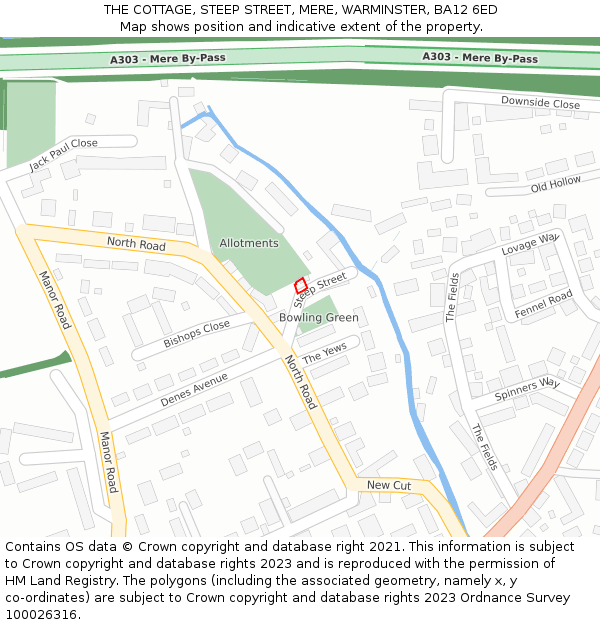 THE COTTAGE, STEEP STREET, MERE, WARMINSTER, BA12 6ED: Location map and indicative extent of plot