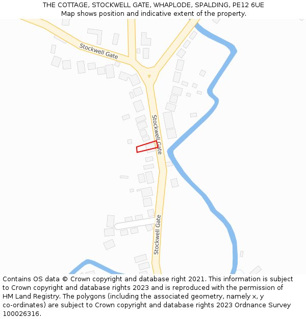 THE COTTAGE, STOCKWELL GATE, WHAPLODE, SPALDING, PE12 6UE: Location map and indicative extent of plot