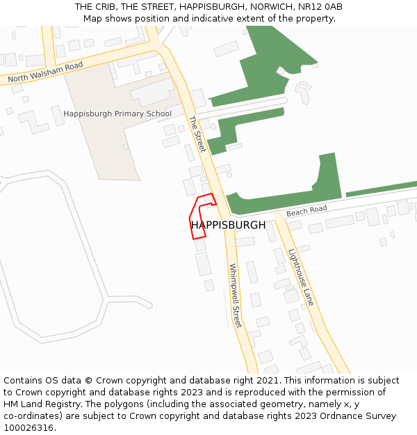 THE CRIB, THE STREET, HAPPISBURGH, NORWICH, NR12 0AB: Location map and indicative extent of plot