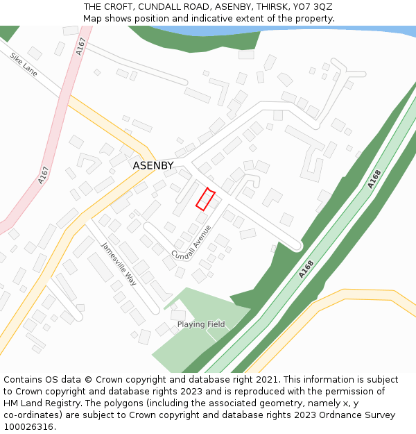 THE CROFT, CUNDALL ROAD, ASENBY, THIRSK, YO7 3QZ: Location map and indicative extent of plot