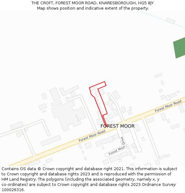 THE CROFT, FOREST MOOR ROAD, KNARESBOROUGH, HG5 8JY: Location map and indicative extent of plot