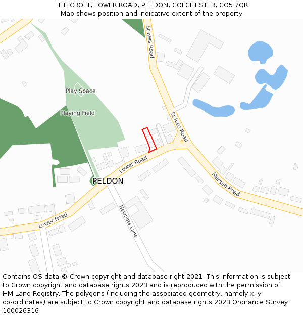 THE CROFT, LOWER ROAD, PELDON, COLCHESTER, CO5 7QR: Location map and indicative extent of plot