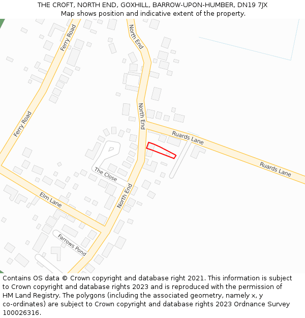 THE CROFT, NORTH END, GOXHILL, BARROW-UPON-HUMBER, DN19 7JX: Location map and indicative extent of plot