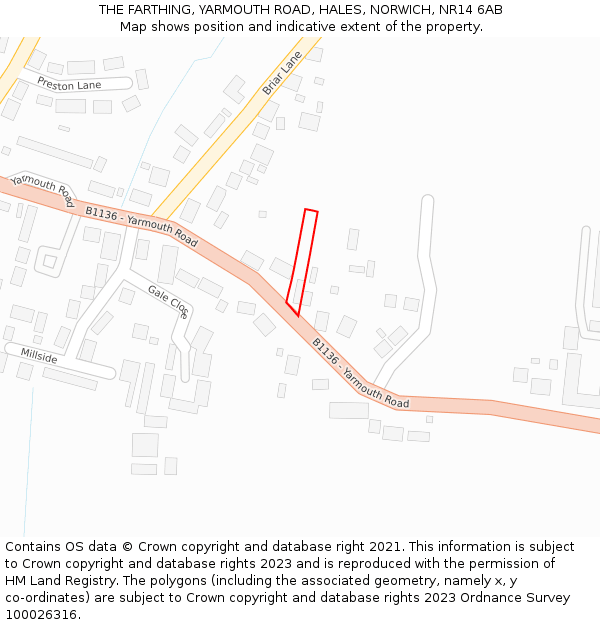 THE FARTHING, YARMOUTH ROAD, HALES, NORWICH, NR14 6AB: Location map and indicative extent of plot