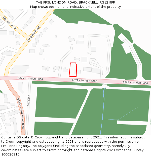 THE FIRS, LONDON ROAD, BRACKNELL, RG12 9FR: Location map and indicative extent of plot
