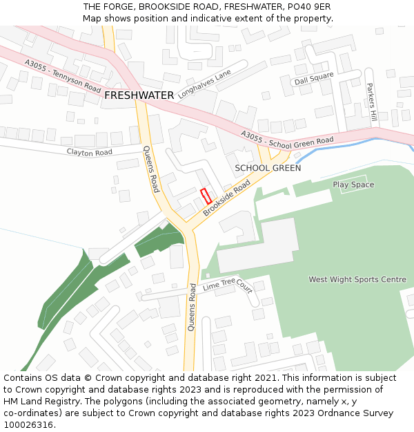 THE FORGE, BROOKSIDE ROAD, FRESHWATER, PO40 9ER: Location map and indicative extent of plot