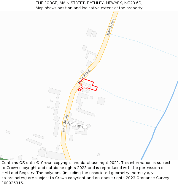 THE FORGE, MAIN STREET, BATHLEY, NEWARK, NG23 6DJ: Location map and indicative extent of plot