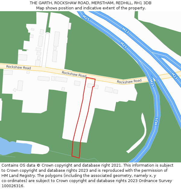 THE GARTH, ROCKSHAW ROAD, MERSTHAM, REDHILL, RH1 3DB: Location map and indicative extent of plot