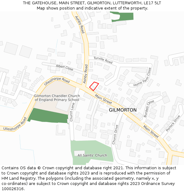 THE GATEHOUSE, MAIN STREET, GILMORTON, LUTTERWORTH, LE17 5LT: Location map and indicative extent of plot