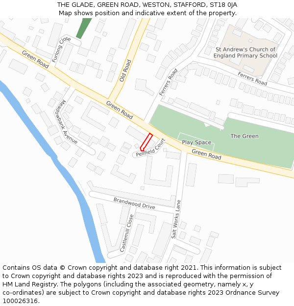 THE GLADE, GREEN ROAD, WESTON, STAFFORD, ST18 0JA: Location map and indicative extent of plot