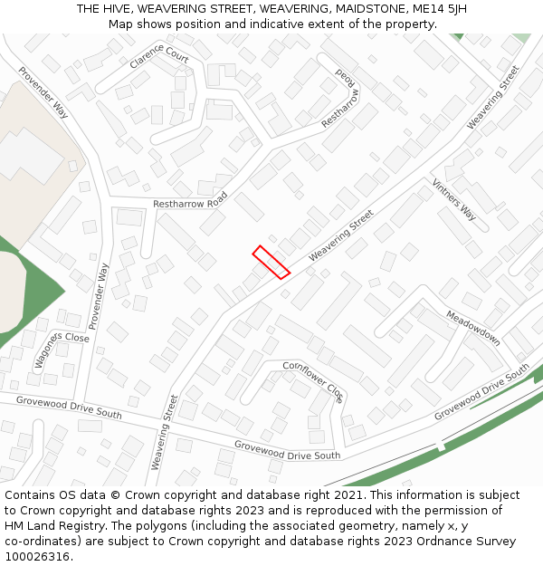 THE HIVE, WEAVERING STREET, WEAVERING, MAIDSTONE, ME14 5JH: Location map and indicative extent of plot