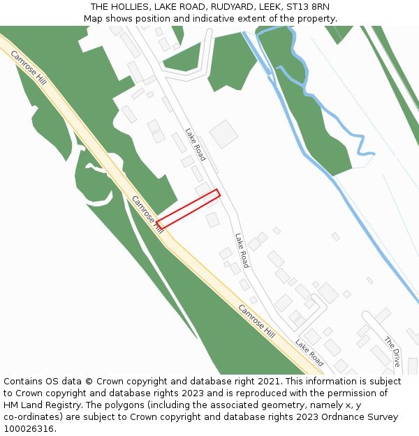 THE HOLLIES, LAKE ROAD, RUDYARD, LEEK, ST13 8RN: Location map and indicative extent of plot