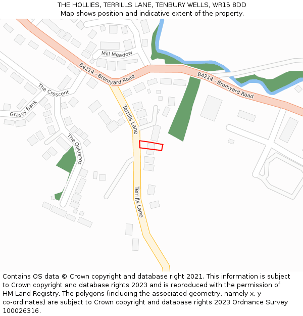 THE HOLLIES, TERRILLS LANE, TENBURY WELLS, WR15 8DD: Location map and indicative extent of plot