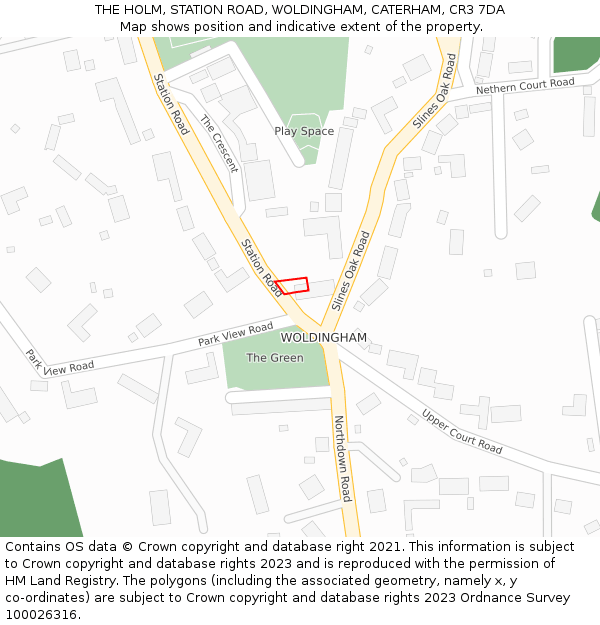 THE HOLM, STATION ROAD, WOLDINGHAM, CATERHAM, CR3 7DA: Location map and indicative extent of plot