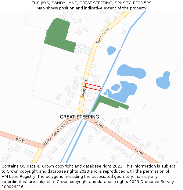 THE JAYS, SANDY LANE, GREAT STEEPING, SPILSBY, PE23 5PS: Location map and indicative extent of plot