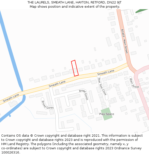 THE LAURELS, SMEATH LANE, HAYTON, RETFORD, DN22 9JT: Location map and indicative extent of plot