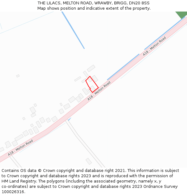 THE LILACS, MELTON ROAD, WRAWBY, BRIGG, DN20 8SS: Location map and indicative extent of plot