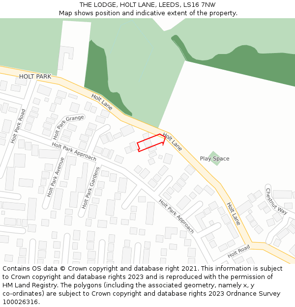 THE LODGE, HOLT LANE, LEEDS, LS16 7NW: Location map and indicative extent of plot