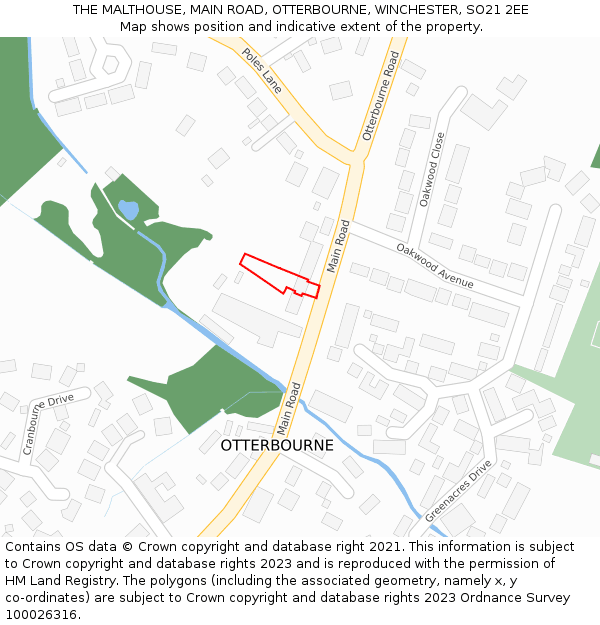 THE MALTHOUSE, MAIN ROAD, OTTERBOURNE, WINCHESTER, SO21 2EE: Location map and indicative extent of plot