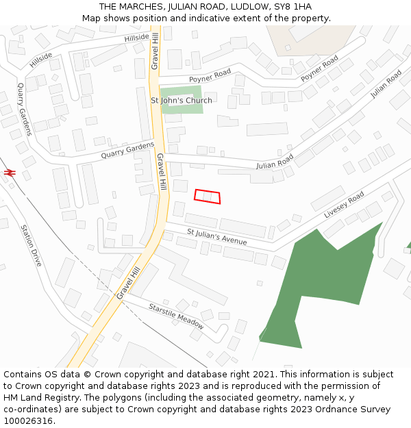 THE MARCHES, JULIAN ROAD, LUDLOW, SY8 1HA: Location map and indicative extent of plot