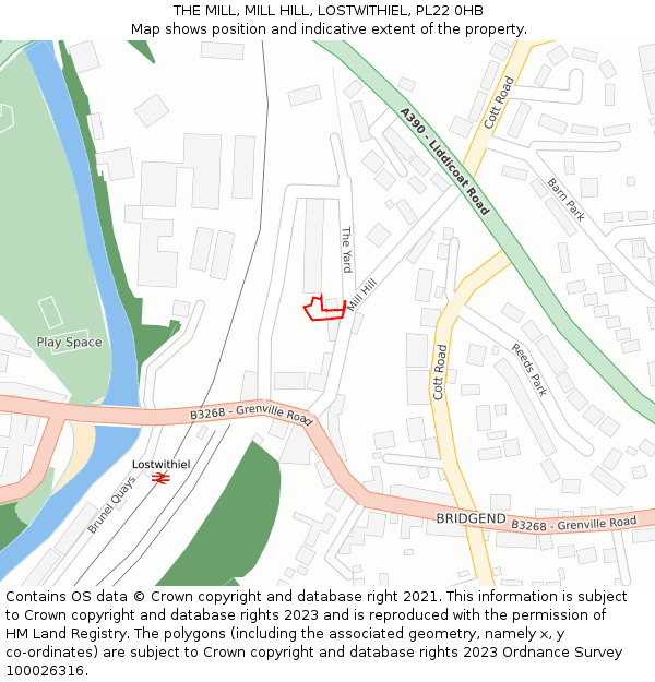 THE MILL, MILL HILL, LOSTWITHIEL, PL22 0HB: Location map and indicative extent of plot