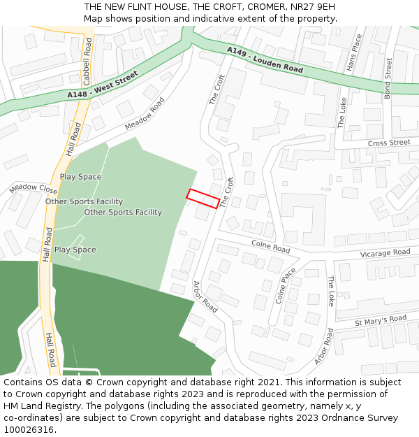 THE NEW FLINT HOUSE, THE CROFT, CROMER, NR27 9EH: Location map and indicative extent of plot