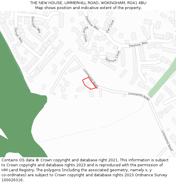 THE NEW HOUSE, LIMMERHILL ROAD, WOKINGHAM, RG41 4BU: Location map and indicative extent of plot