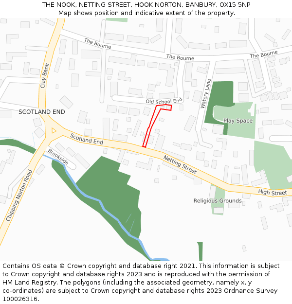 THE NOOK, NETTING STREET, HOOK NORTON, BANBURY, OX15 5NP: Location map and indicative extent of plot