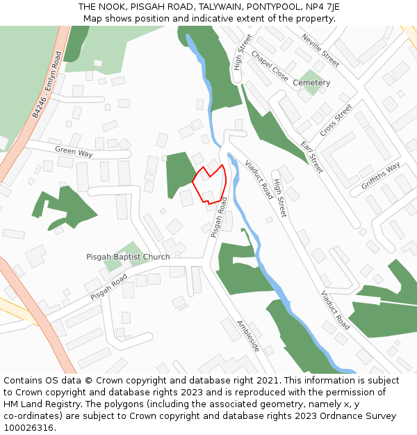 THE NOOK, PISGAH ROAD, TALYWAIN, PONTYPOOL, NP4 7JE: Location map and indicative extent of plot