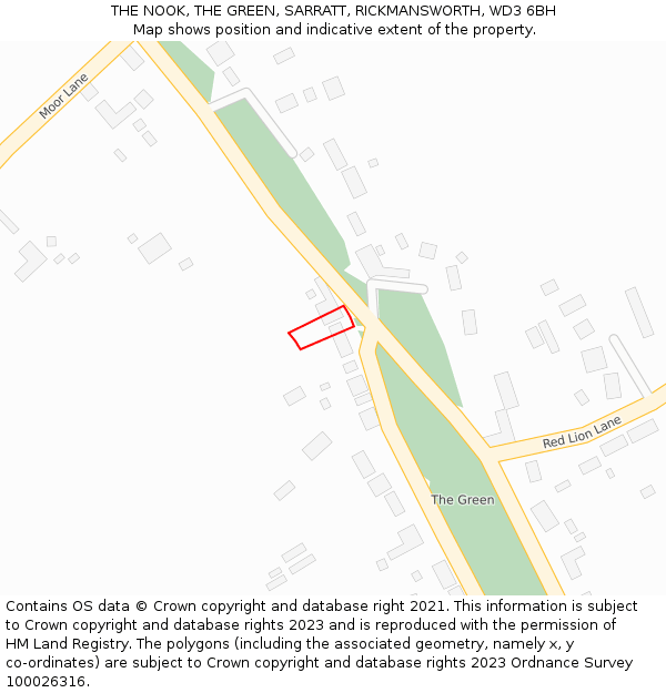 THE NOOK, THE GREEN, SARRATT, RICKMANSWORTH, WD3 6BH: Location map and indicative extent of plot