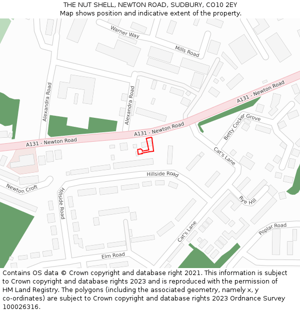 THE NUT SHELL, NEWTON ROAD, SUDBURY, CO10 2EY: Location map and indicative extent of plot