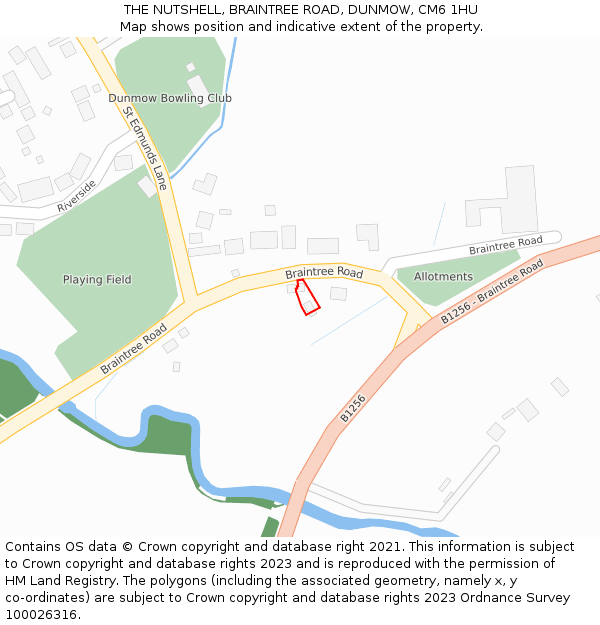 THE NUTSHELL, BRAINTREE ROAD, DUNMOW, CM6 1HU: Location map and indicative extent of plot