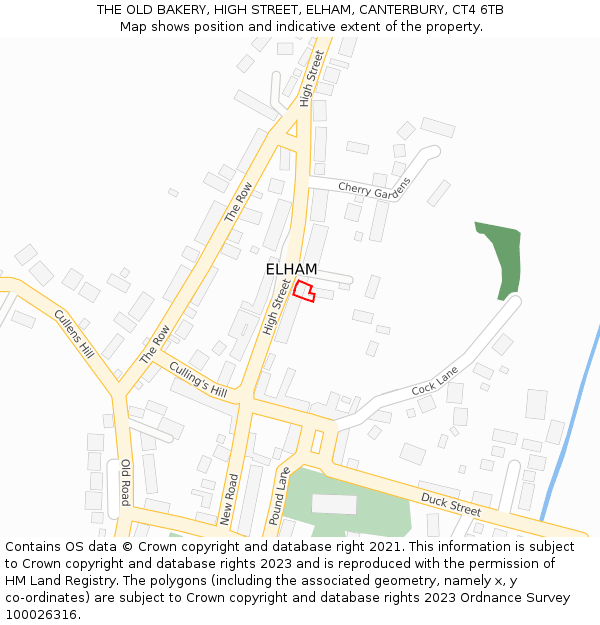 THE OLD BAKERY, HIGH STREET, ELHAM, CANTERBURY, CT4 6TB: Location map and indicative extent of plot