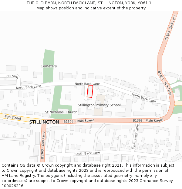 THE OLD BARN, NORTH BACK LANE, STILLINGTON, YORK, YO61 1LL: Location map and indicative extent of plot