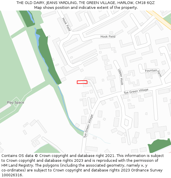 THE OLD DAIRY, JEANS YARDLING, TYE GREEN VILLAGE, HARLOW, CM18 6QZ: Location map and indicative extent of plot