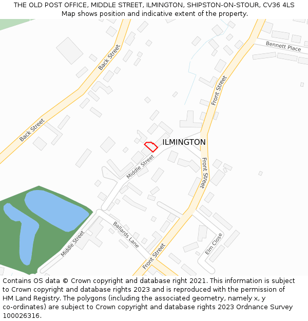 THE OLD POST OFFICE, MIDDLE STREET, ILMINGTON, SHIPSTON-ON-STOUR, CV36 4LS: Location map and indicative extent of plot