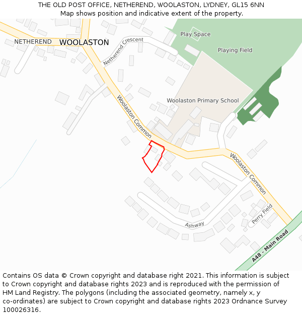 THE OLD POST OFFICE, NETHEREND, WOOLASTON, LYDNEY, GL15 6NN: Location map and indicative extent of plot