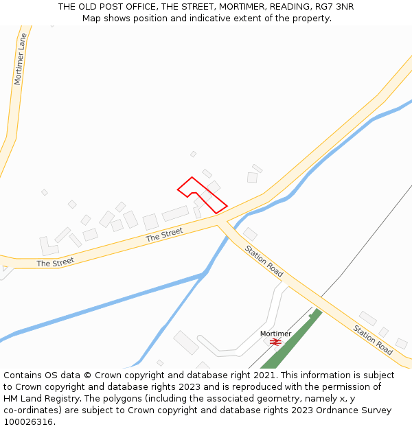THE OLD POST OFFICE, THE STREET, MORTIMER, READING, RG7 3NR: Location map and indicative extent of plot