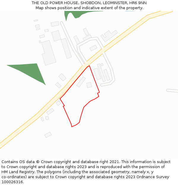 THE OLD POWER HOUSE, SHOBDON, LEOMINSTER, HR6 9NN: Location map and indicative extent of plot