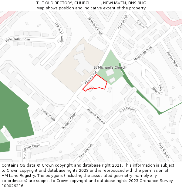 THE OLD RECTORY, CHURCH HILL, NEWHAVEN, BN9 9HG: Location map and indicative extent of plot