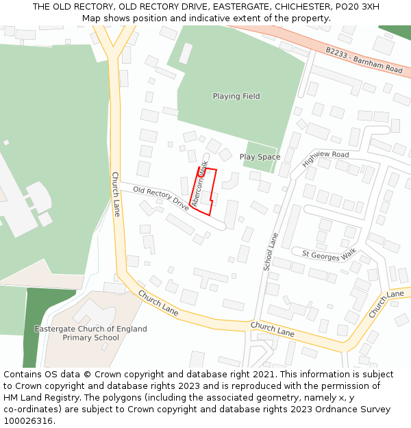 THE OLD RECTORY, OLD RECTORY DRIVE, EASTERGATE, CHICHESTER, PO20 3XH: Location map and indicative extent of plot
