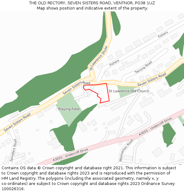 THE OLD RECTORY, SEVEN SISTERS ROAD, VENTNOR, PO38 1UZ: Location map and indicative extent of plot